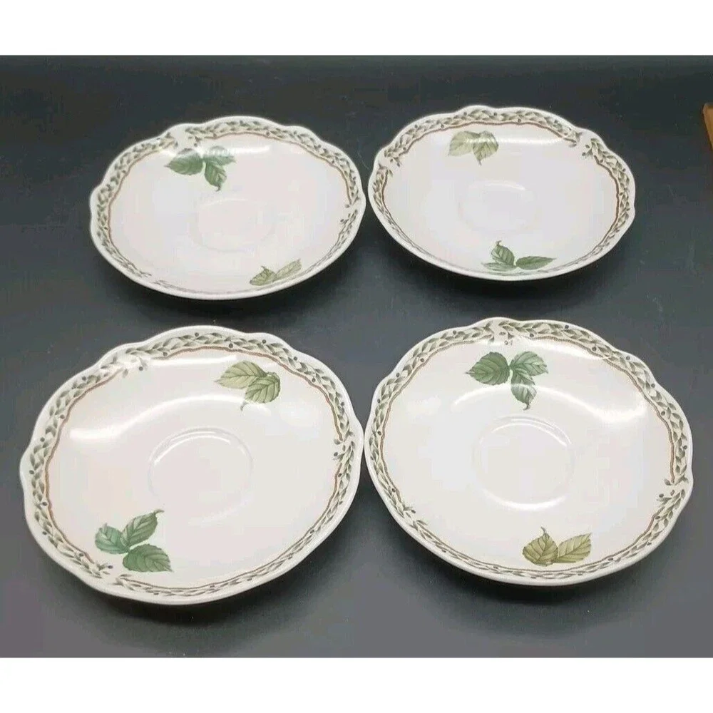 Noritake Primachina Royal Orchard 9416 Tea Coffee Saucers Set of 4